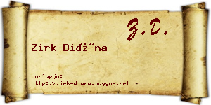 Zirk Diána névjegykártya